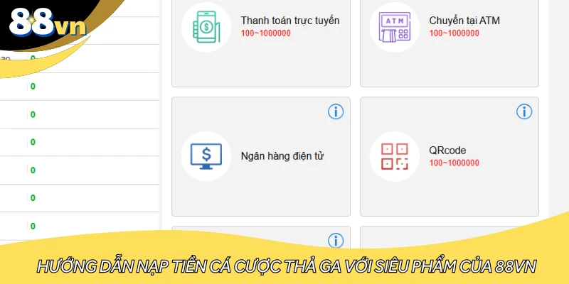 Hướng dẫn nạp tiền đa dạng cách thức tại nhà cái 88VN
